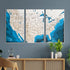 3D wooden triptych map of USA showing states and coastlines